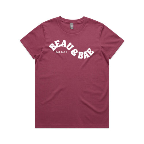 Beau and Bae All Day (White Print), Women's T Thumbnail
